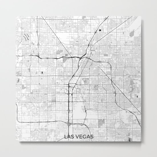 Las Vegas Map Gray Metal Print