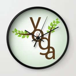 YOGA meditation and sun salutation stylized typography Wall Clock
