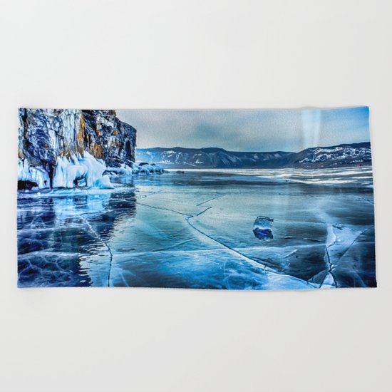 Lake Baikal. March Beach Towel