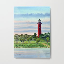 Jupiter Inlet Lighthouse Florida Metal Print | Jupiterflorida, Billholkhamart, Floridalighthouses, Lighthouseartworks, Lighthousepaintings, Jupiterlighthouse, Watercolor, Historiclighthouses, Usalighthouses, Painting 