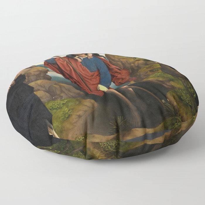 Saint Christopher Altarpiece, Moreel Triptych, 1484 by Hans Memling Floor Pillow