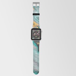 Turquoise And Gold Marble, Modern Marble Print, Luxury Geometric Art, Minimal Scandinavian Abstract Pattern Apple Watch Band
