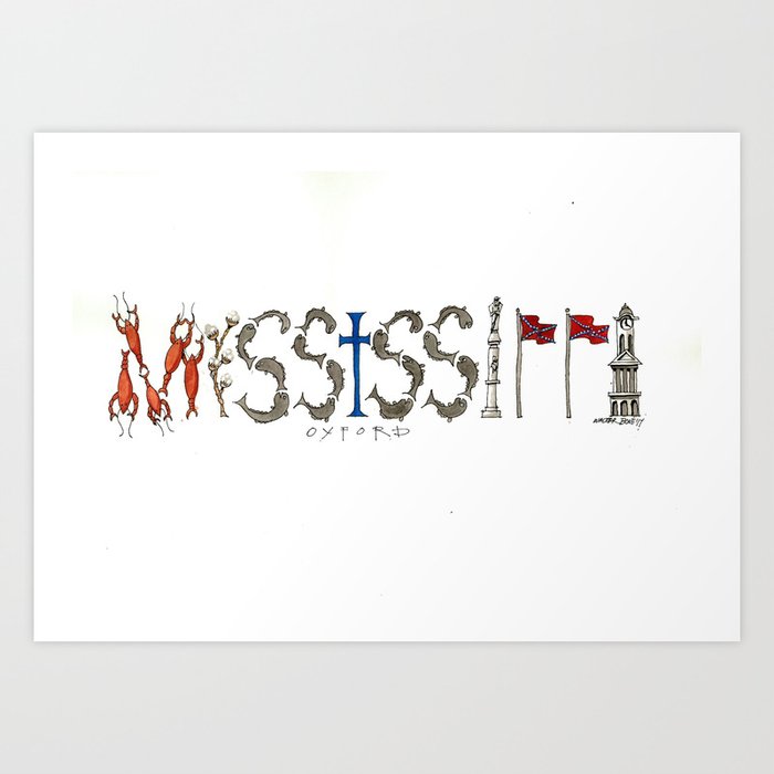 Oxford Ole Miss Art Print By Landbonesketchbook Society6