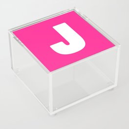 J (White & Dark Pink Letter) Acrylic Box