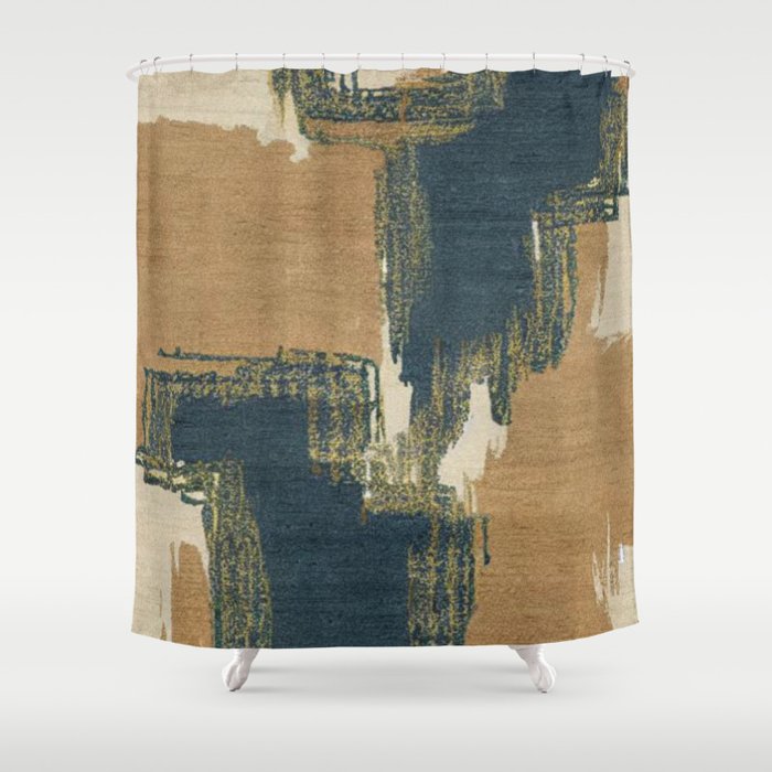 Abstract Rug Blue Cream Area Shower Curtain