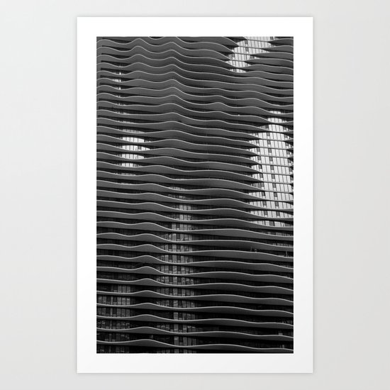 Wavy/Aqua Building Photo, Chicago, Architecture, Black and White Art Print