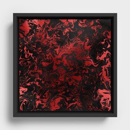 Black and Red Goth Marbled Framed Canvas