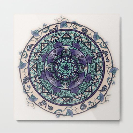 Morning Mist Mandala Metal Print