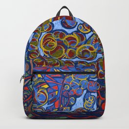 ABSTRACT FOREST 1 Backpack | Acrylic, Brightcolors, Movement, Pop Art, Hotenergy, Painting, Red, Blue 