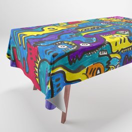 Joyful and Colorful Graffiti Creatures Felt Pen on Paper Tablecloth