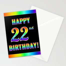 [ Thumbnail: Fun, Colorful, Rainbow Spectrum “HAPPY 22nd BIRTHDAY!” Stationery Cards ]