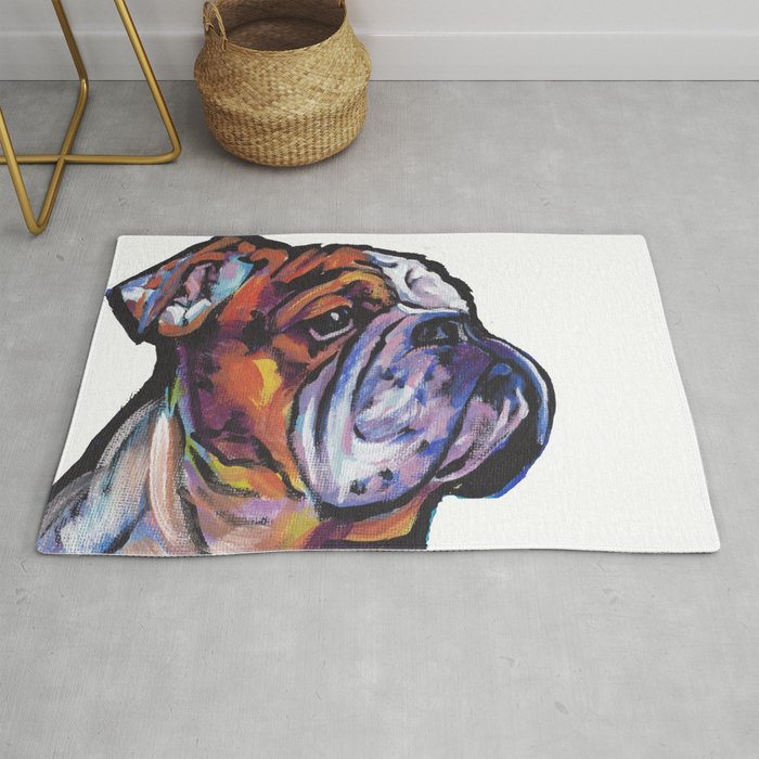 Fun English Bulldog Dog Portrait Bright Colorful Pop Art Painting