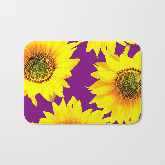 Sunflowers on a purple background - summer mood - #Society6 #buyart Bath Mat