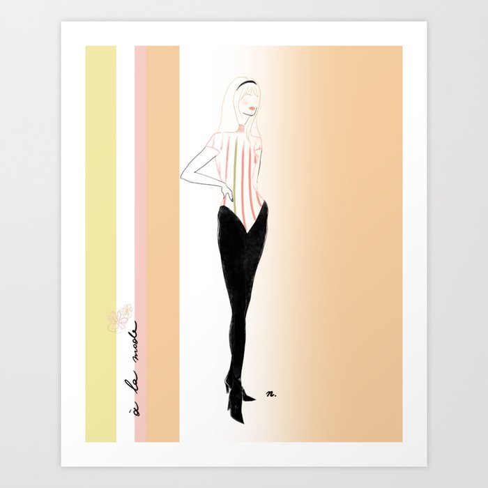 60s Inspired Colorful Fashion Illustration Art Print