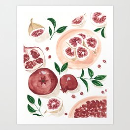Figs Pomegranate Still Life  Art Print