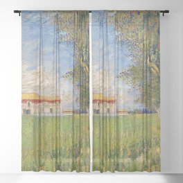 Vincent van Gogh "Farmhouse in a wheat field" Sheer Curtain