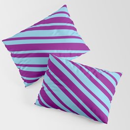 [ Thumbnail: Purple & Sky Blue Colored Lines/Stripes Pattern Pillow Sham ]
