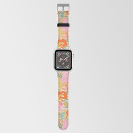 60's Retro Floral Apple Watch Band | 60S, Vintage, 1970S, Watercolor, Orange, Daisy, Digital, Summer, Pop Art, Disco 