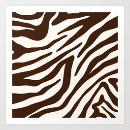 African Animal Print Brown Zebra  Art Print