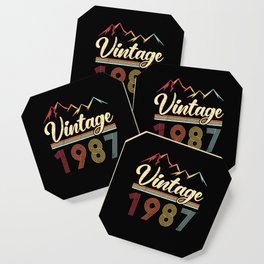 Vintage 1987 34th Birthday Retro 34 Years Old Coaster