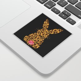 Cute Womens Happy Easter Leopard Bunny Sticker