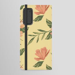 Yellow Peach Floral Android Wallet Case