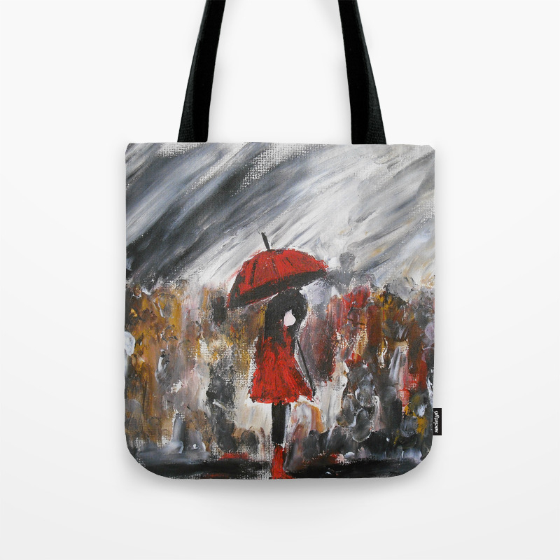 Girl In Red Raincoat Umbrella Rainy Day Fine Art Print Of Acrylic