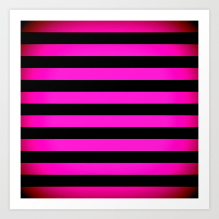 Stripes Pink & Black Art Print