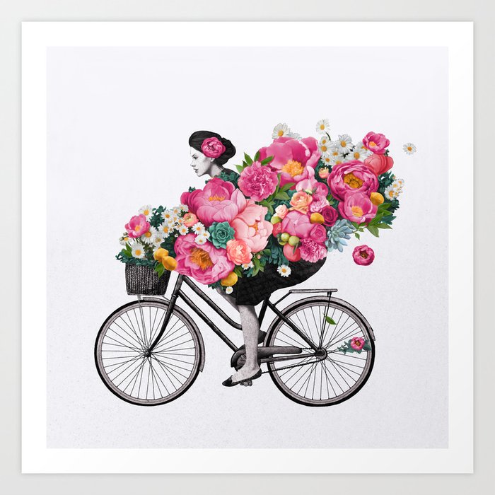 floral bicycle Art Print