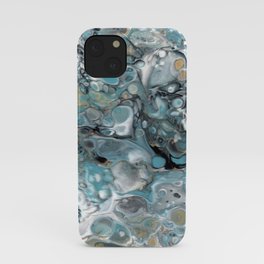Turquoise White Gold Faux Marble Granite iPhone Case