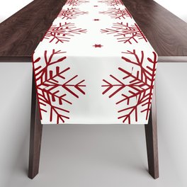 Christmas Pattern Modern Red Snowflake Floral Table Runner