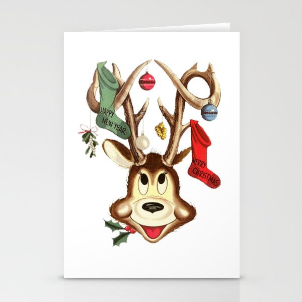 Reindeer Antlers and Christmas Stockings  Stationery Cards