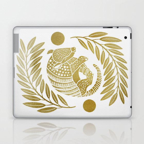 Sleepy Armadillo – Gold Metallic Silhouette Laptop & iPad Skin