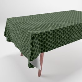 Black and Green Minimal Scallop / Scale Pattern - Digital Graphic Design Tablecloth