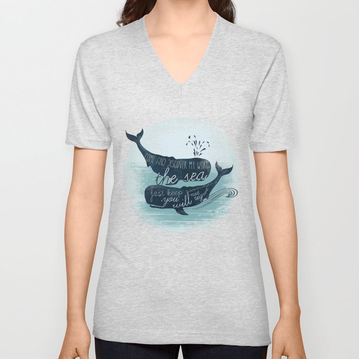 Moby Whale V Neck T Shirt