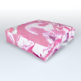 Petals of Femininity - Melted Marble Swirl in Pink Outdoor Floor Cushion
