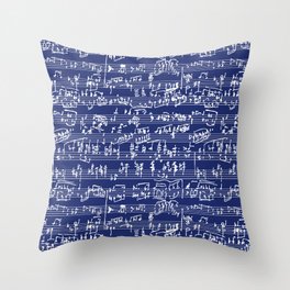 Hand Written Sheet Music // Midnight Blue Throw Pillow