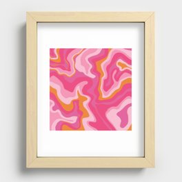 Colorful Pink + Orange Liquid Swirl - Retro Mid-Century Modern Style Recessed Framed Print