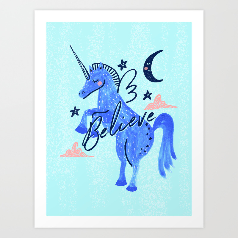 Night Sky Unicorn Stars And Moon Art Print By Patricehorvath Society6