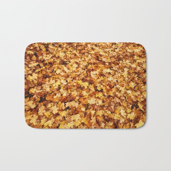 Gold yellow fall maple leaves Bath Mat