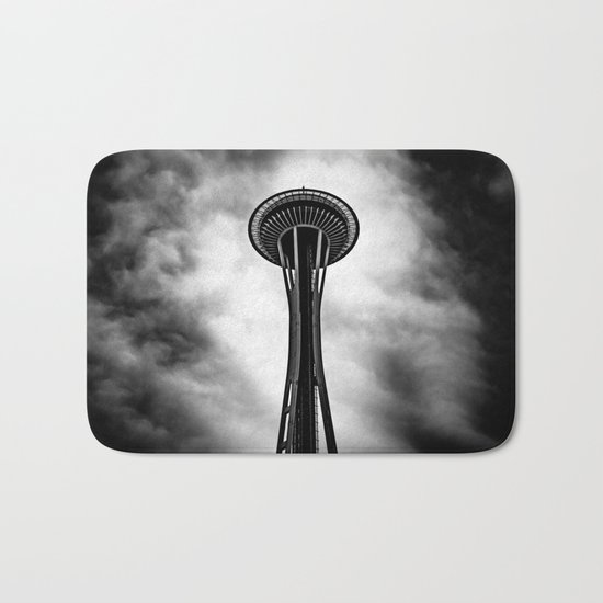 Space Needle Black and white Bath Mat