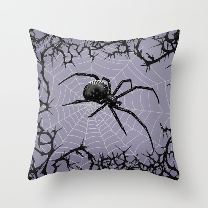 Briar Web - Gray Throw Pillow