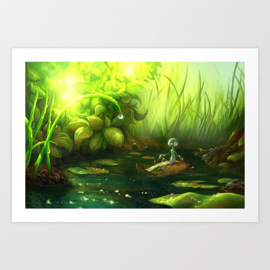 Rowing Down the River Art Print