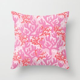Sea Coral Reef Pattern (pink/orange) Throw Pillow