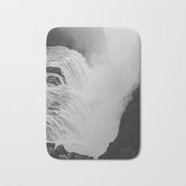 Iceland's Gullfoss Waterfall in Black and White – Landscape Photography Bath Mat | Black And White, Iceland, Landscape, Gullfoss, Wanderlust, Bnw, Nature, North, Hi Speed, Photo 