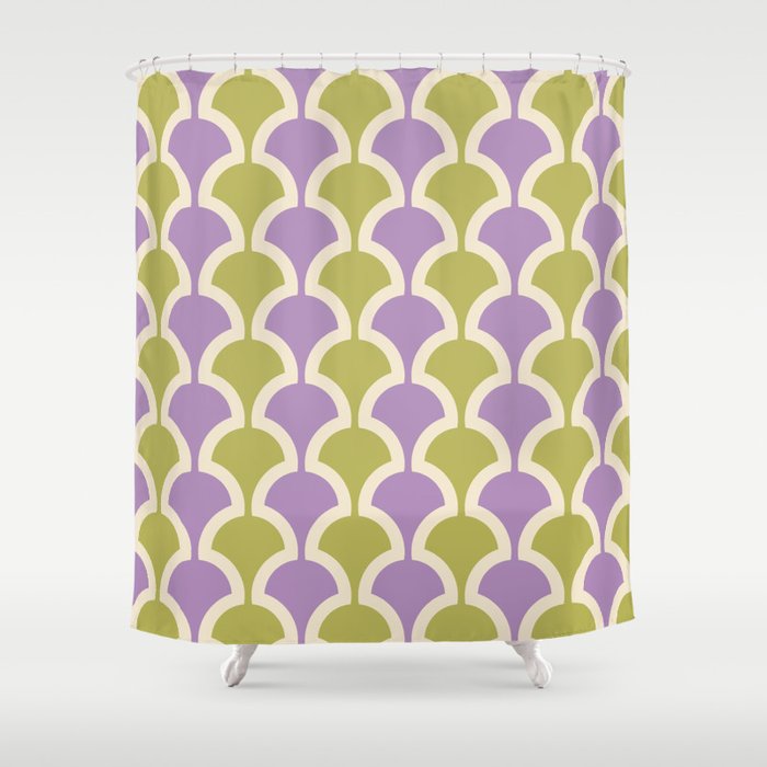 Classic Fan Or Scallop Pattern 434 Lavender And Olive Green Shower