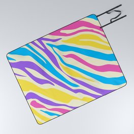 Mid Century Modern Zebra Print Pattern - Vibrant Colors Picnic Blanket