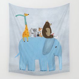 the big blue elephant Wall Tapestry