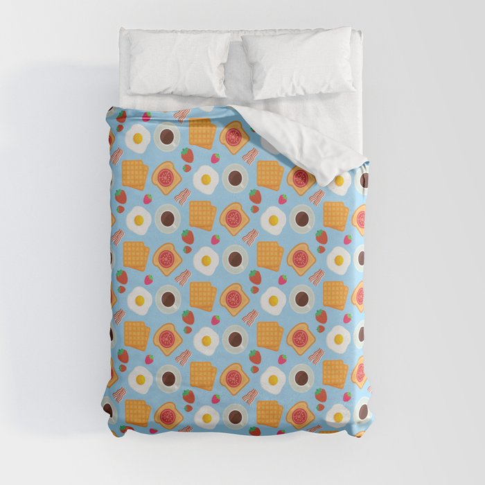 Trendy Breakfast & Coffee Food Pattern Cute Summer Duvet Cover