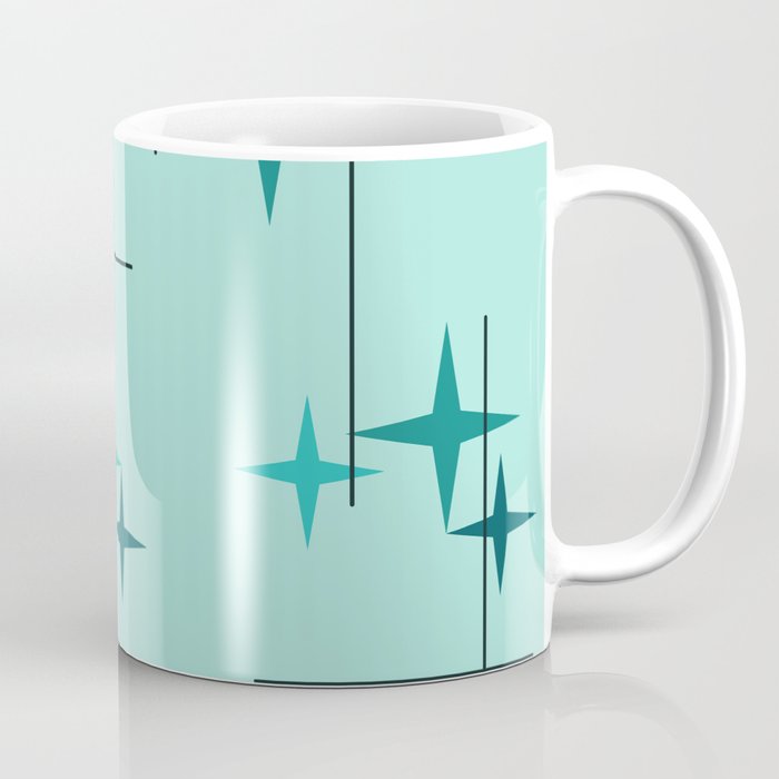 Mid Century Modern Stars Turquoise Coffee Mug